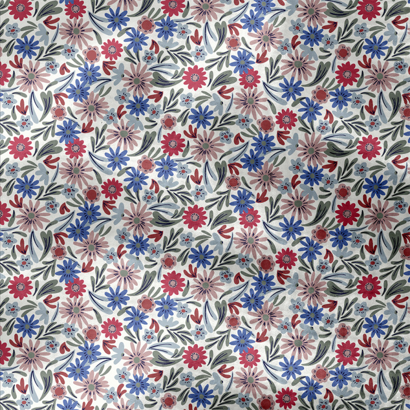 Printed Double Gauze SAMFLO White / Blue